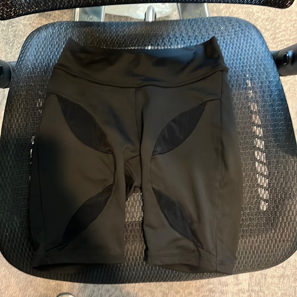 Jo + Jax Black Biker Shorts with cutout design on legs, size Adult XXS
